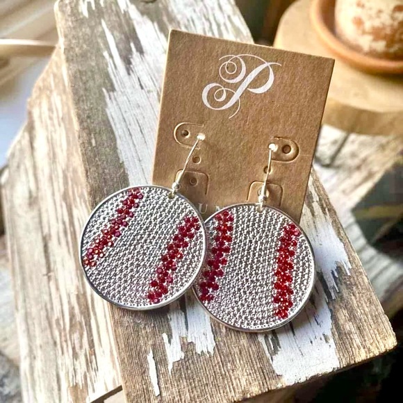 NEW Silver Baseball Earrings - Picture 3 of 9